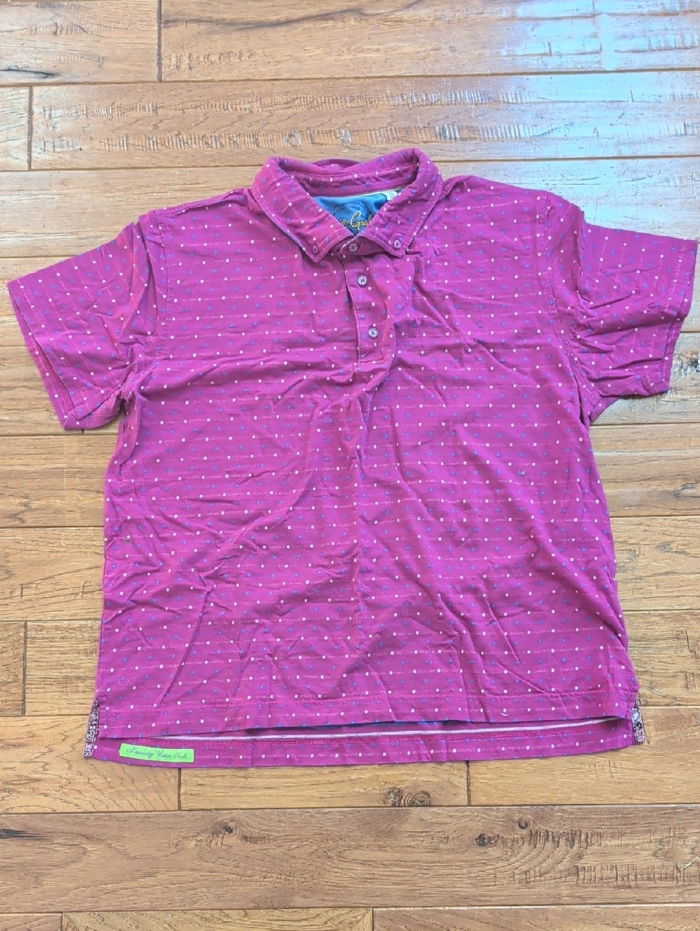 Robert Graham Y2K Fuschia Magenta and Teal Striped Polo Shirt